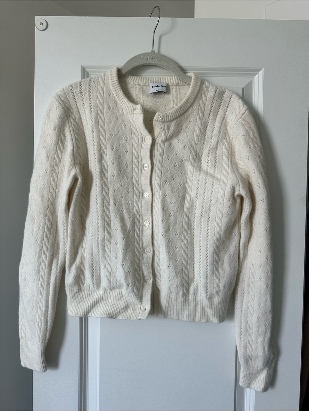 Aritzia Sunday Best Pointelle Knit Cardigan Sweater - Picture 2 of 4